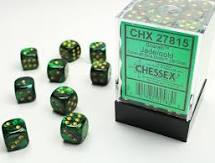 36 Jade w gold Scarab 12mm D6 Dice Block - CHX27815 Online Sale