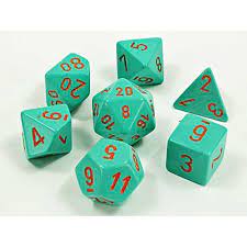 7 Heavy Dice Set - Lab Dice 4 - Turquoise Orange - CHX30039 For Cheap