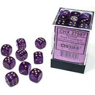 Borealis 12mm d6 Royal Purple gold Luminary Dice Block (36 dice) For Discount